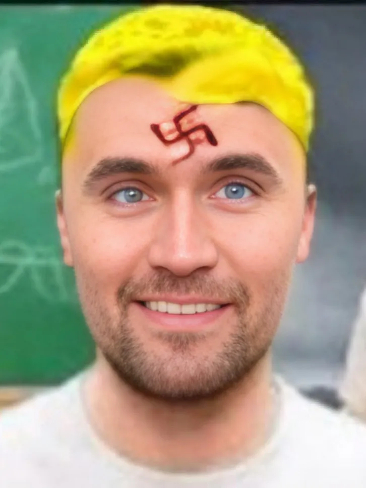 Kirkify face swap AI - professional headshot transformed into viral meme style